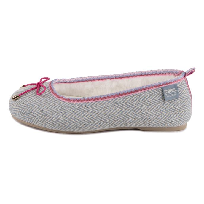 Isotoner® Ladies Herringbone Ballet Slipper Grey Extra Image 3
